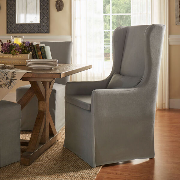 Lisle Grey Slipcover Wingback Host Chair, image 1