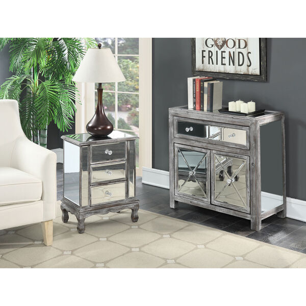 Gold Coast Vineyard 3 Drawer Mirrored End Table, image 4