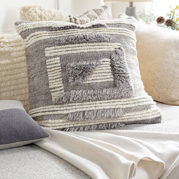 Baracoa Beige, Medium Gray and Tan 20-Inch Pillow , image 2