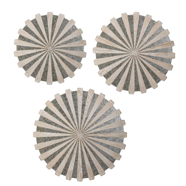 Daisies Brown 23-Inch Mirrored Circular Wall Decor, Set of 3, image 2