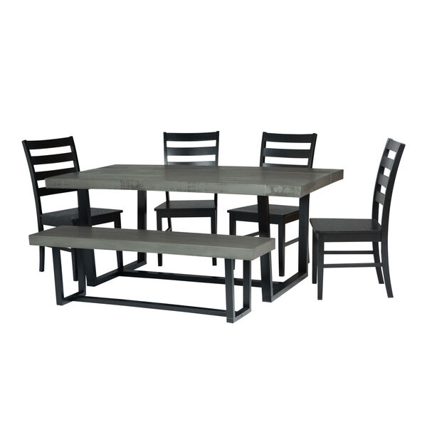 Grey and Black Dining Set, 6 Piece, image 2