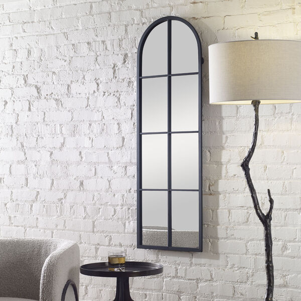Amiel Satin Black 17-Inch x 50-Inch Arch Window Mirror, image 1
