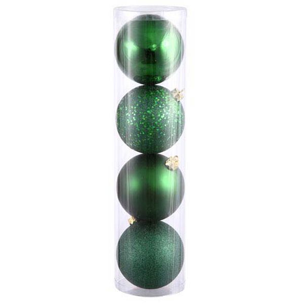 Green 4 Finish Ball Ornament 120mm 4/Box, image 1
