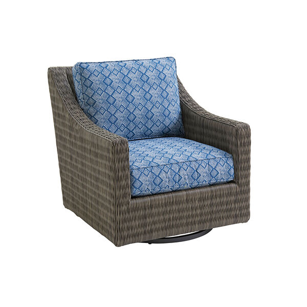 Cypress Point Ocean Terrace Brown and Blue Swivel Glider Lounge Chair, image 1