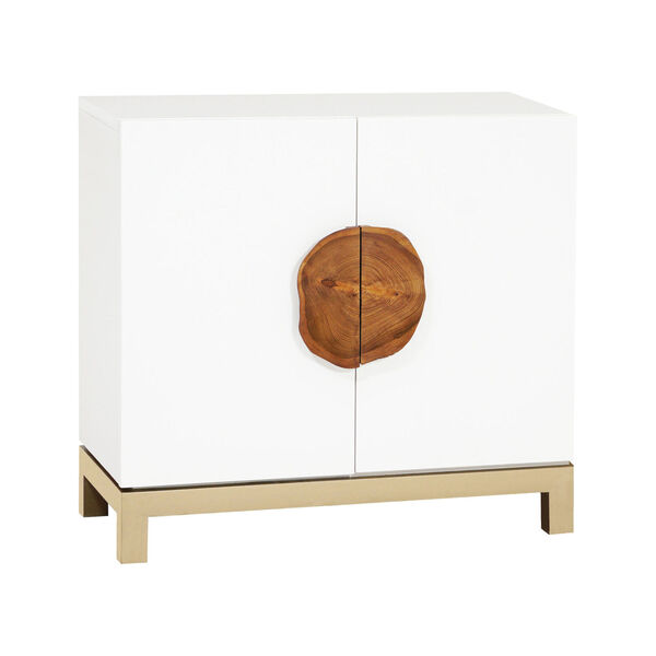 Slice Grain de Bois Blanc and Champagne Gold 36-Inch Two-Door Cabinet, image 1