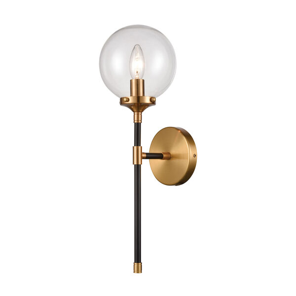 Boudreaux Matte Black and Antique Gold One-Light Wall Sconce, image 1