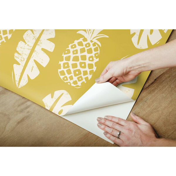 Pineapple Yellow White Peel and Stick Wallpaper, image 4