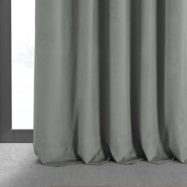 Signature Silver Grey Blackout Velvet Pole Pocket Single Panel Curtain 50 x 84, image 13