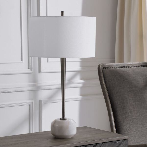 Danes Black Nickel and White One-Light Table Lamp, image 3