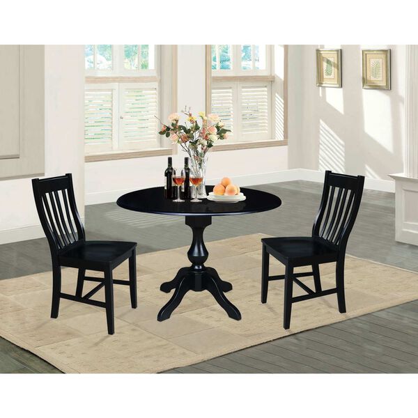 Black 30-Inch High Round Top Pedestal Table with Chairs, 3-Piece, image 2