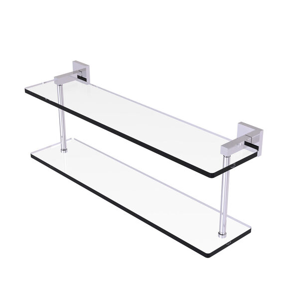 Montero Polished Chrome 22-Inch Two Tiered Glass Shelf, image 1