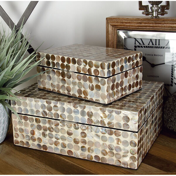 Brown Mother of Pearl Box, Set of 2, image 1