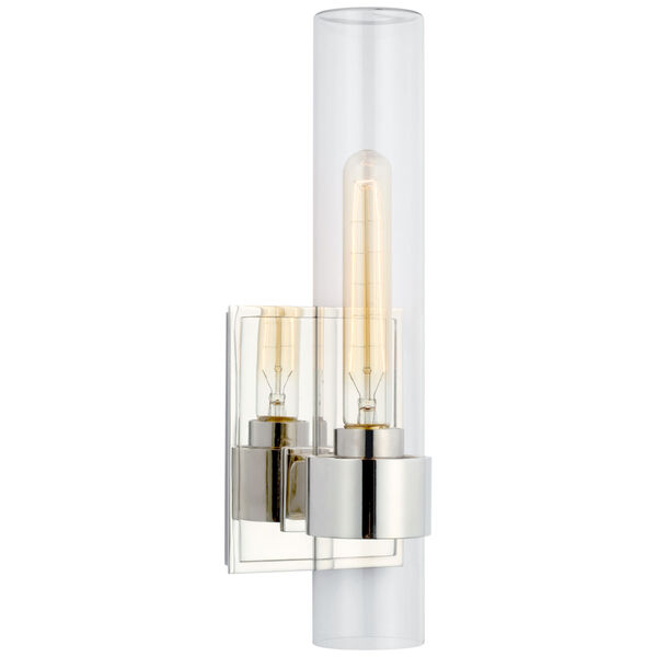 Presidio 14-Inch Outdoor Sconce in Polished Nickel with Clear Glass by Ian K. Fowler, image 1