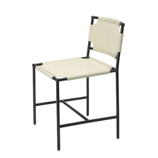 Asher Off White Leather Black Forged Iron Dining Chair, image 4