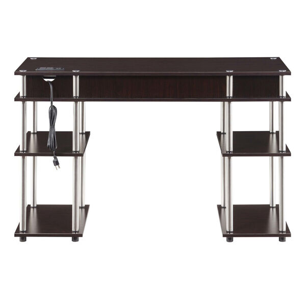 Designs2Go Espresso Office Desk with Charging Station, image 6