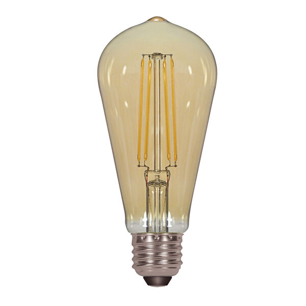 SATCO Transparent Amber LED ST19 Medium 4.5 Watt LED Filament Bulb with 2200K 380 Lumens 80 CRI and 360 Degrees Beam, image 1