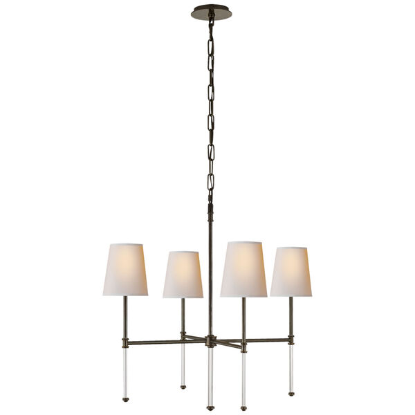 Camille Small Chandelier in Bronze with Natural Paper Shades by Suzanne Kasler, image 1