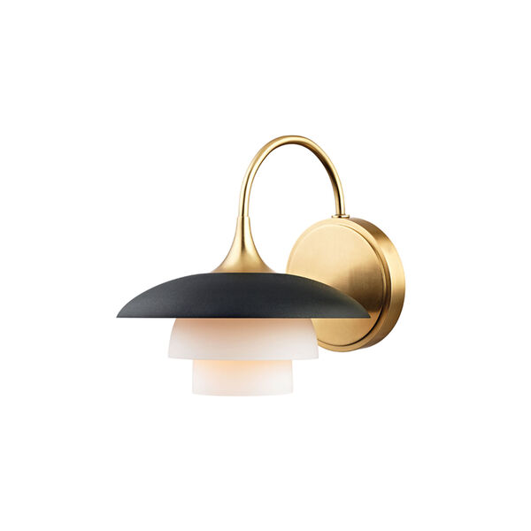 Barron Aged Brass and Black One-Light Wall Sconce, image 1