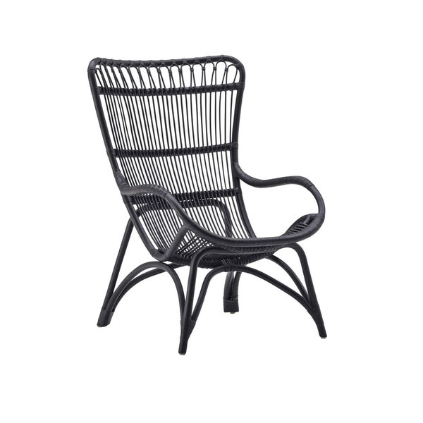 Monet Black Rattan Highback Lounge Chair, image 1
