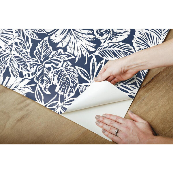 Batik Tropical Leaf Blue Peel And Stick Wallpaper – SAMPLE SWATCH ONLY, image 5