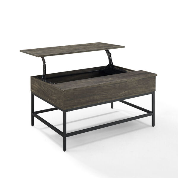 Jacobsen Brown Ash and Matte Black Lift-Top Storage Coffee Table, image 5