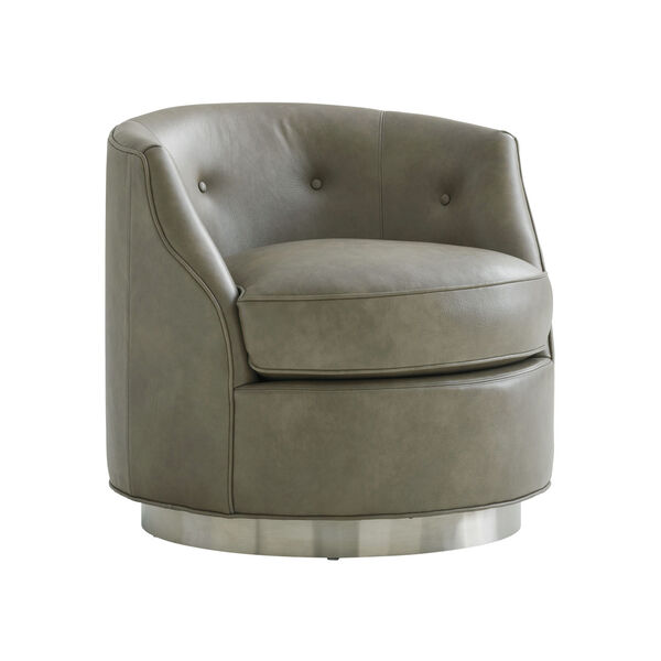 Avondale Gray Piper Leather Swivel Chair, image 1