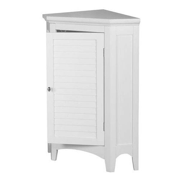 Slone Corner Floor Cabinet with One Shutter Door in White, image 1