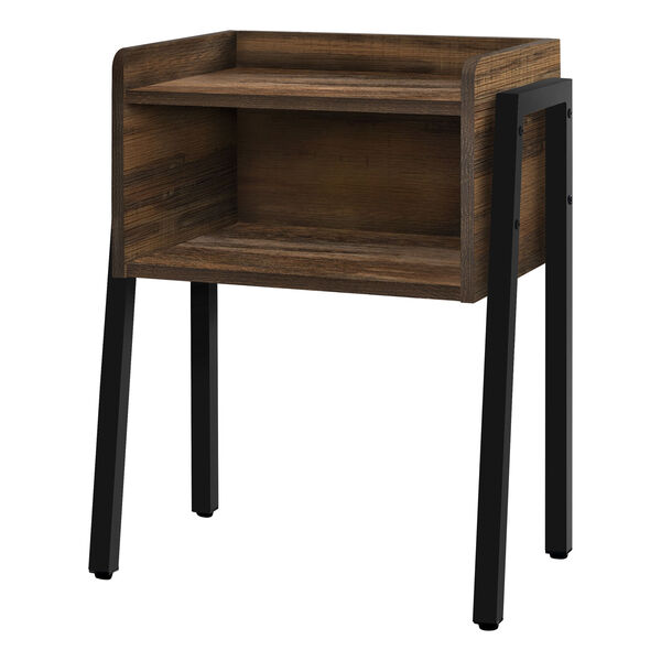 Brown and Black End Table with Open Shelf, image 1