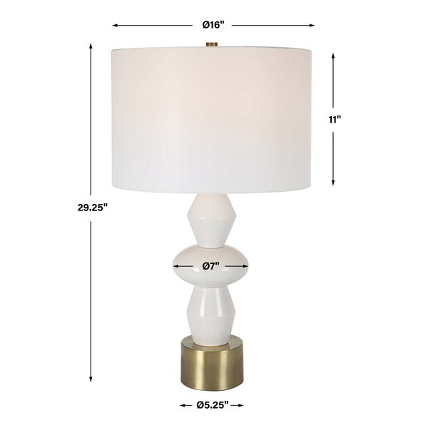Architect Ivory and Antique Brushed Brass Table Lamp, image 3