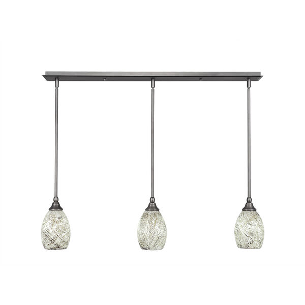 Any Brushed Nickel 37-Inch Three-Light Pendant with Natural Fusion Glass, image 1