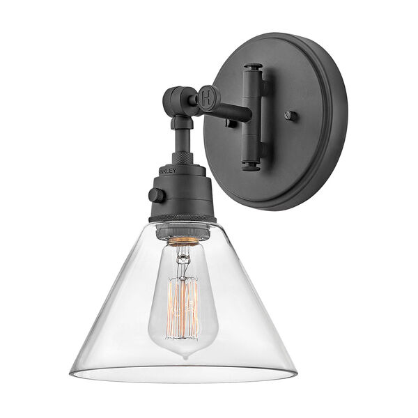 Arti Black One-Light Plug-In Wall Sconce With Clear Glass, image 3