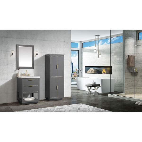 Allie 24-Inch Twilight Gray Matte Gold Vanity Only, image 4
