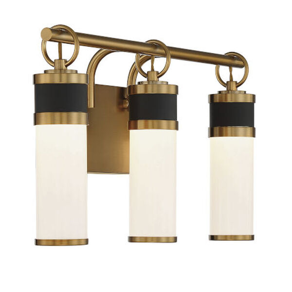 Abel Matte Black and Warm Brass Three-Light Integrated LED Bath Vanity, image 4