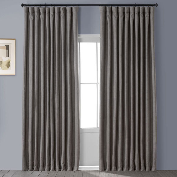 Grey Mink 108 x 50 In. Faux Linen Blackout Curtain Single Panel, image 1