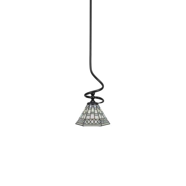 Capri Matte Black One-Light Mini Pendant with Pewter Art Glass, image 1