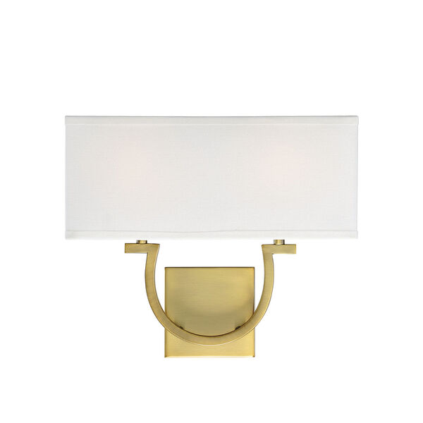 Rhodes Warm Brass Two-Light Wall Sconce, image 1
