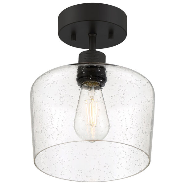 Port Nine Black Outdoor One-Light LED Semi-Flush with Clear Glass, image 3