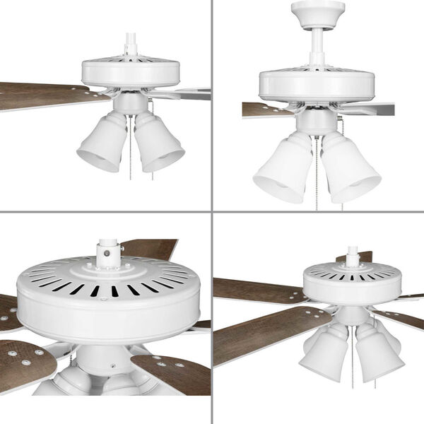 AirPro Builder White Four-Light LED 52-Inch Ceiling Fan with Frosted Glass Light Kit, image 3