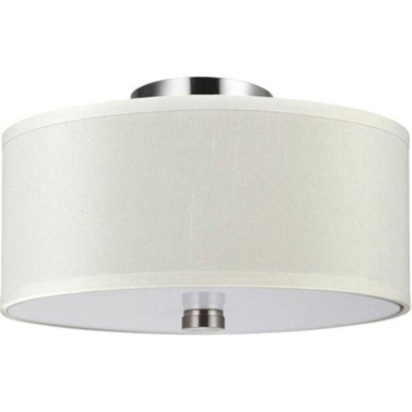 Lyndale Brushed Nickel Two-Light Convertible Semi-Flush Mount with Faux Silk Shade, image 2