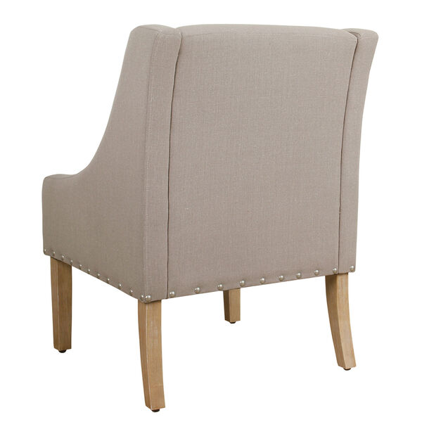 Modern Swoop Accent Chair with Nailhead Trim - Tan, image 3