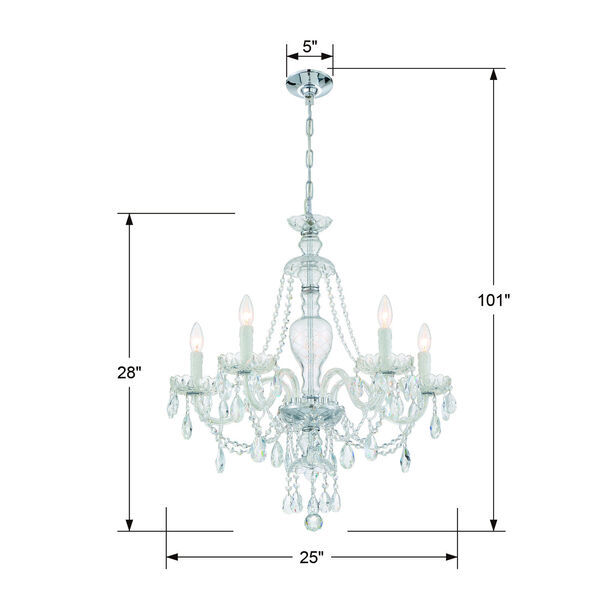 Candace Polished Chrome  25-Inch Five-Light Hand Cut Crystal Chandelier, image 5