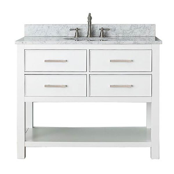 Brooks White 42-Inch Vanity Combo with Carrera White Marble Top, image 2