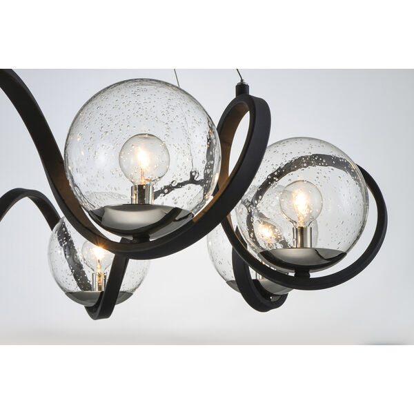 Curlicue Black and Polished Nickel 35-Inch Eight-Light Pendant, image 3