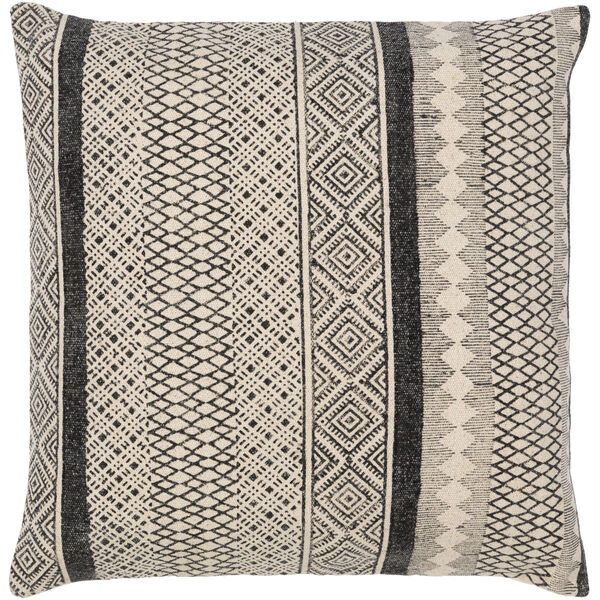 Janya Beige and Black 20-Inch Pillow, image 1