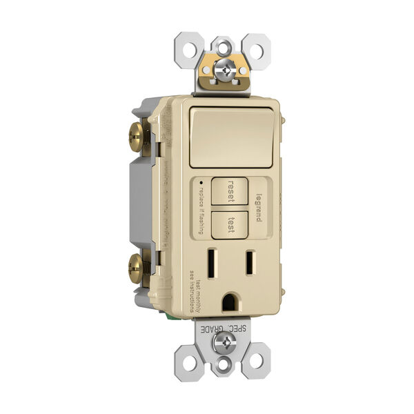 Ivory Combination Tamper-Resistant 15A Self-Test Single-Pole Switch GFCI, image 2