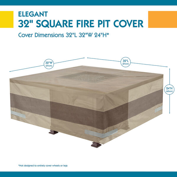 Elegant Swiss Coffee 32 In. Square Fire Pit Cover, image 3