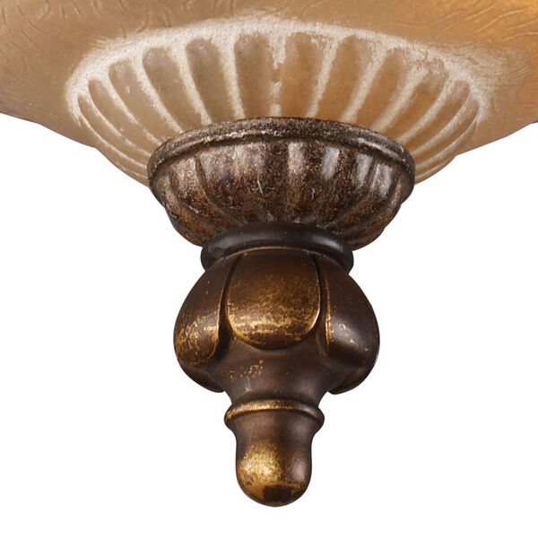 Restoration Flushes Golden Bronze 13-Inch Three Light Semi-Flush Mount Fixture, image 5