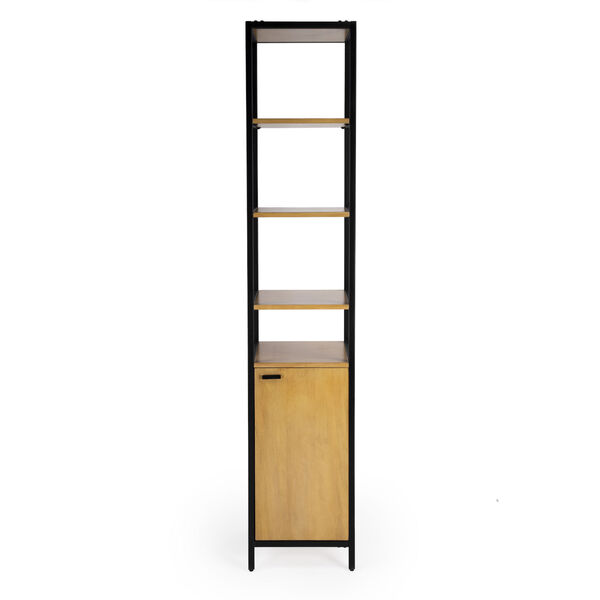 Hans Natural and Black Bookcase with Shelves and Cabinet, image 2