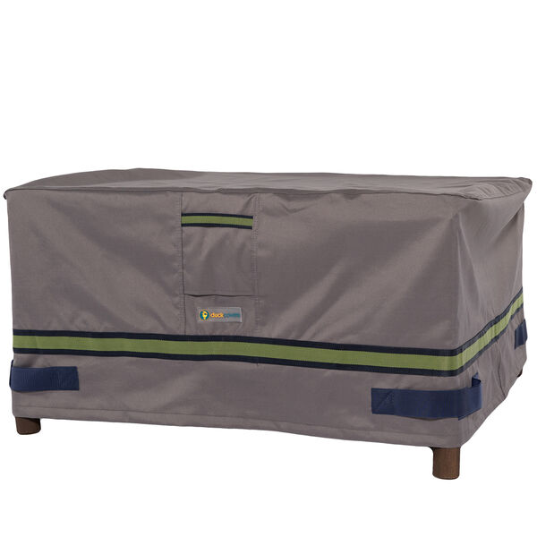 Soteria Grey RainProof 40 In. Rectangular Patio Ottoman or Side Table Cover, image 1