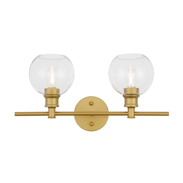 Collier Brass Two-Light Bath Vanity with Clear Glass, image 1